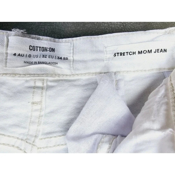 Cotton On Size 0 Women's White Stretch Mom Denim Jeans 28 Inch Inseam - Picture 4 of 12